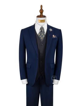 Bộ Suit Xanh Đen Chấm Nhỏ Modern Fit TGS356